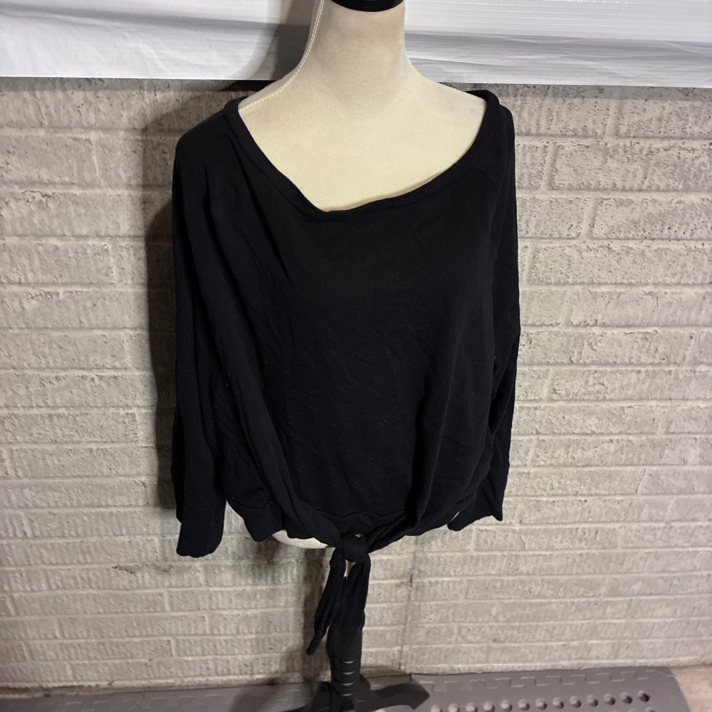 BP. Nordstrom Women Black Off The Shoulder Front Tie Knot Long‎ Sleeve Top Small